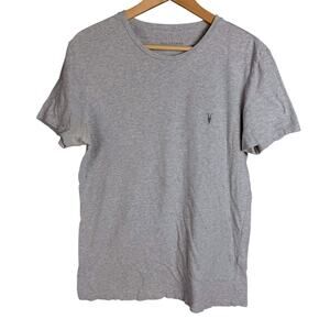 Men's Allsaints All Saints Gray Chest Logo 100% Cotton Basic T-Shirt - Small